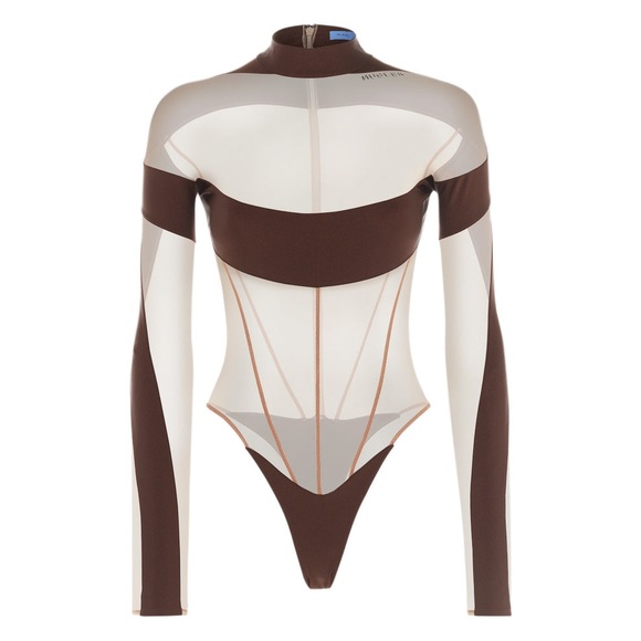 Mugler Tops - Mugler Illusion Neckline Bodysuit